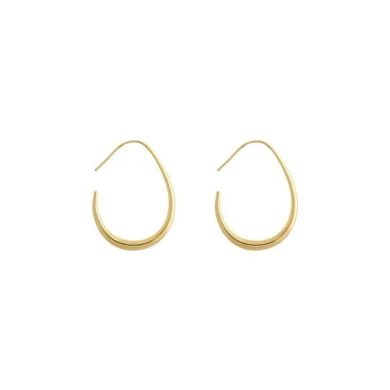 Ohrringe aus Sterlingsilber 925, goldene Ellipse, Creolen, für Frauen, Damen, Hochzeit, Verlobung, weiblicher Schmuck, Geschenk, Geld, 925er Schmuck