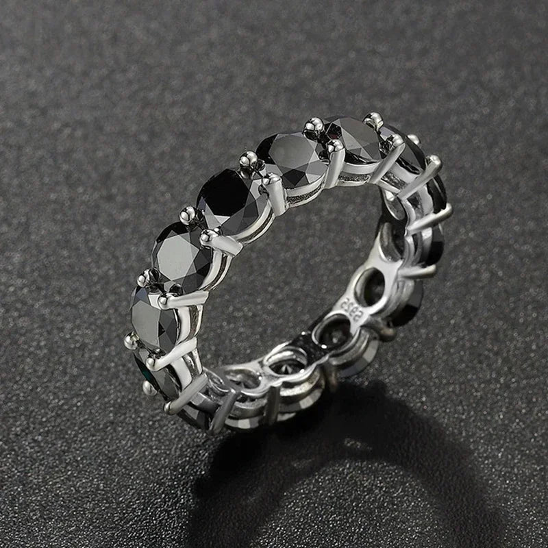 NeeTim 5mm Voll-Moissanit-Ring für Damen Hochzeit 925 Sterling Silber Ringe Labor-Diamant Verlobung Ewiges Band Feiner Schmuck
