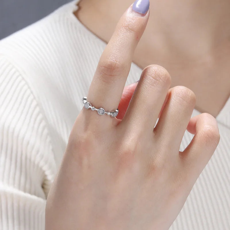 925 Sterling Silber Runde Kristall Verstellbare Ringe Für Frauen Hochzeit Verlobung Luxus Schmuck Großhandel Accessoires