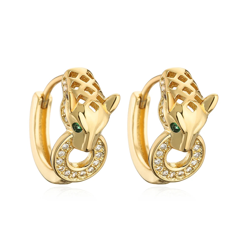 NEWBUY Mode Goldfarbe Tier Ohrhänger für Frauen Einzigartiges Design Leopard Ohrring Statement Damen Party Schmuck