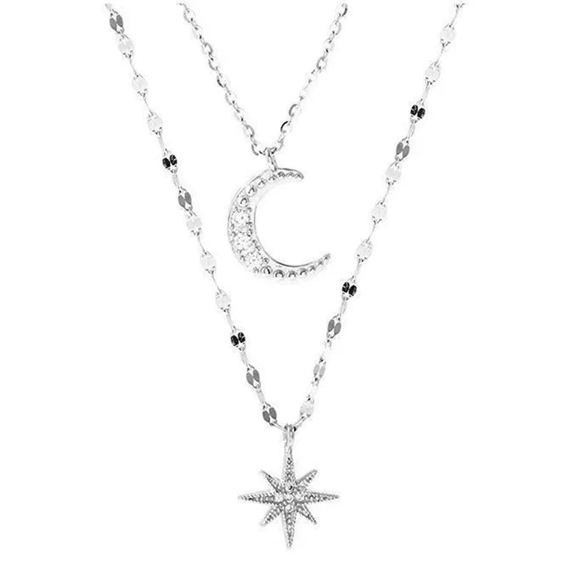 Nuevo collar de mariposa brillante, collar de cadena de clavícula de doble capa exquisito para mujer, joyería de regalo para mujer