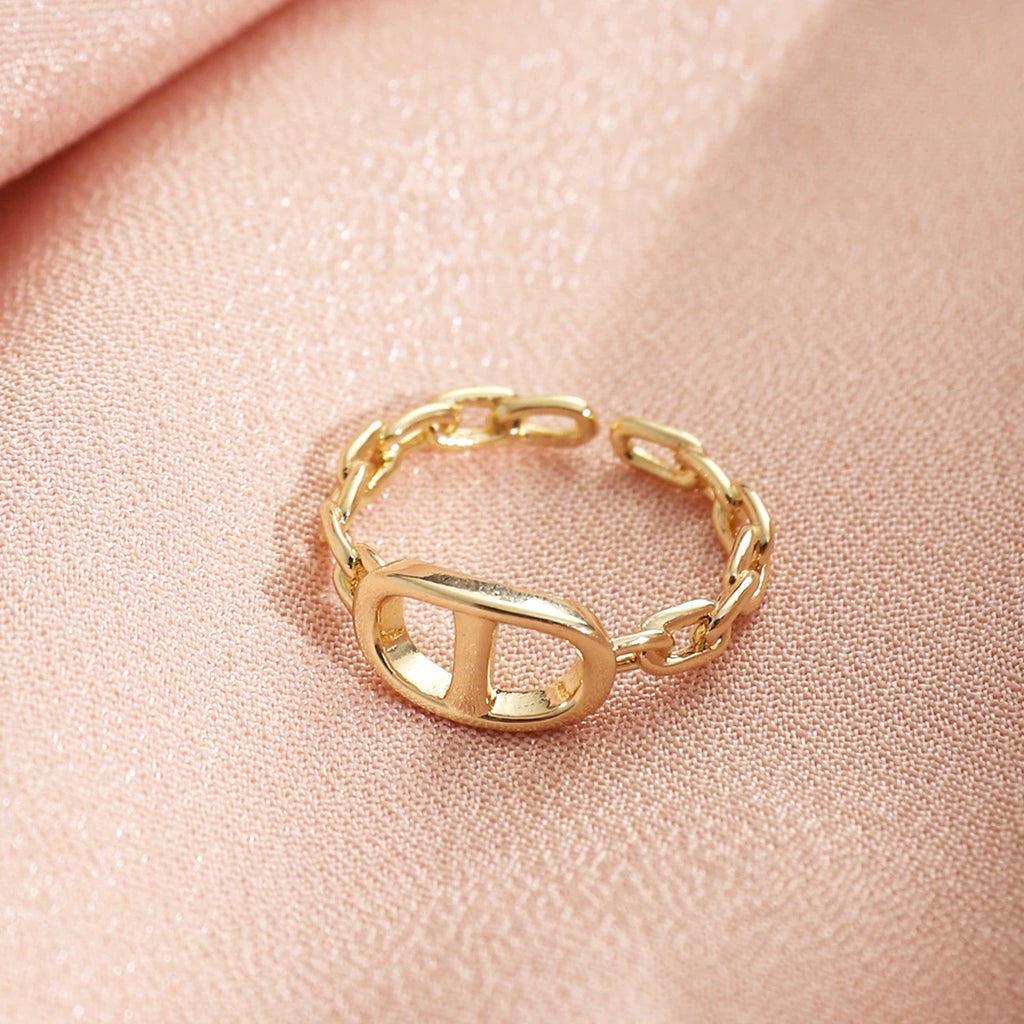 Modischer Sternen-Vollbohrer-Kettenanhänger-Ring für Frauen Vielseitiges Luxus-Design Ringfinger-Accessoire Kupfermaterial