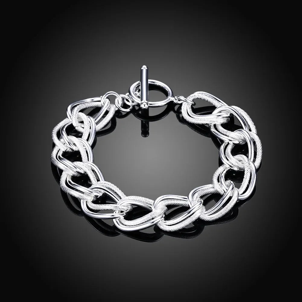 Edles 925er Sterlingsilber Quadratisches Massives Kettenarmband für Frauen Männer Charm Party Geschenk Hochzeit Modeschmuck Kostenloser Versand