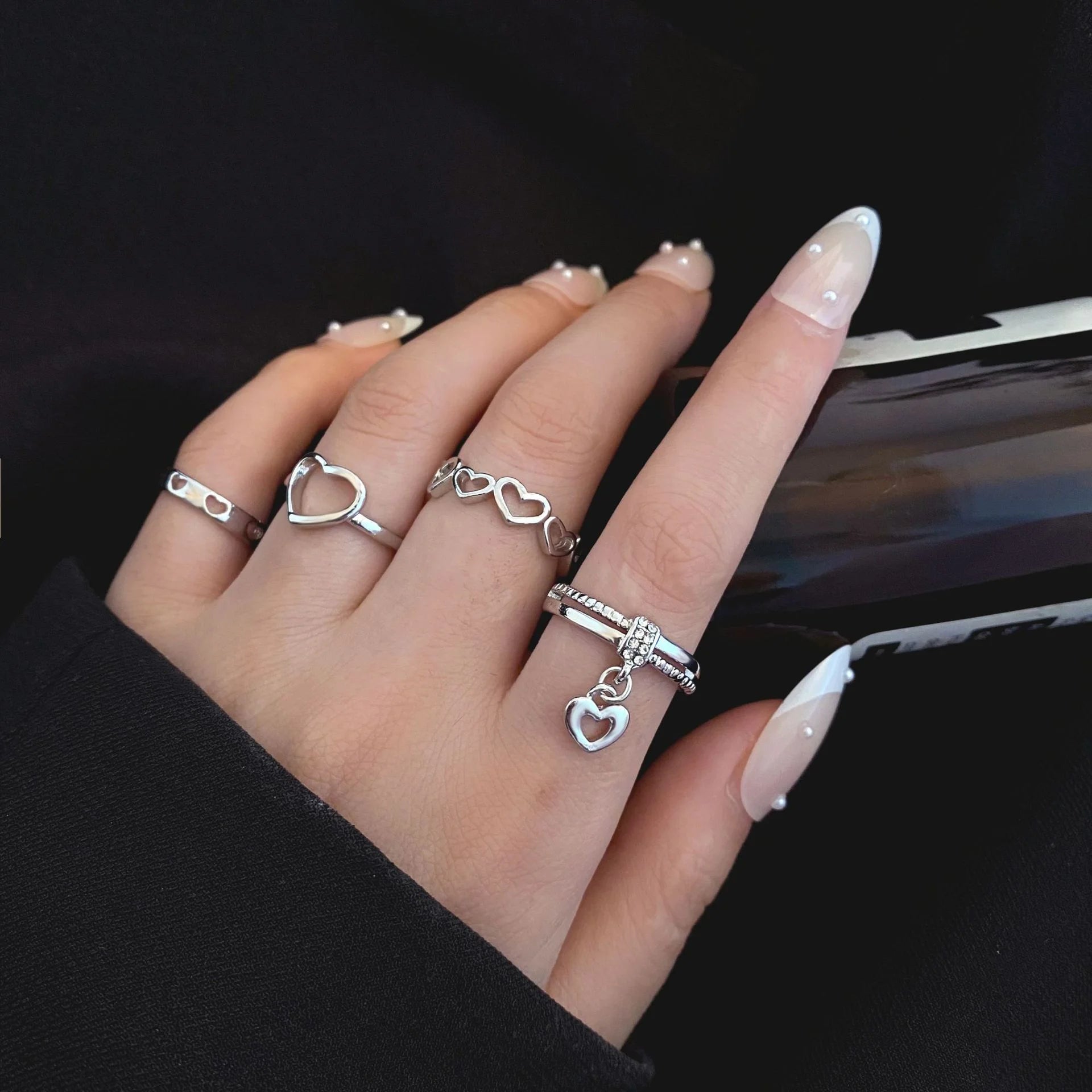 30 STÜCK Silberfarbenes Geometrisches Ring-Set für Damen Vintage Herz Auge Kreuz Sonne und Mond Blatt Anhänger Fingerring Weiblicher Boho Schmuck