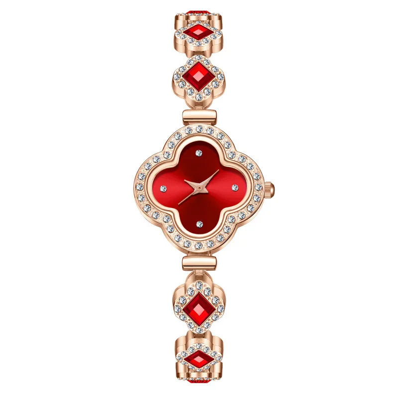 Klee-Armbanduhr mit Quarz- und Diamantintarsien, modische Damenuhr