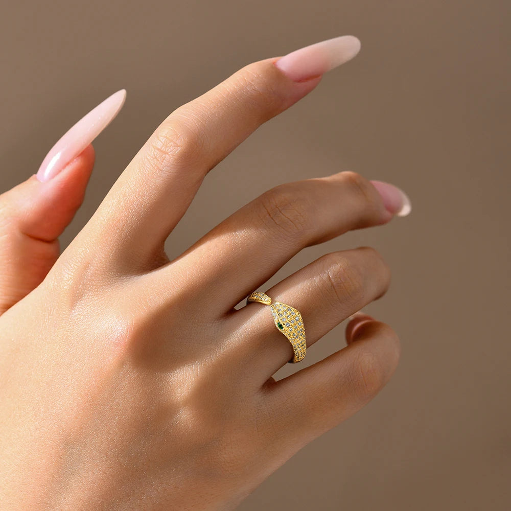 Anillos de moissanita de plata 925 con diseño de serpiente MINTYBOX para mujer, anillo ajustable de diamante de laboratorio D/VVS1 chapado en oro de 18 quilates, joyería fina de lujo
