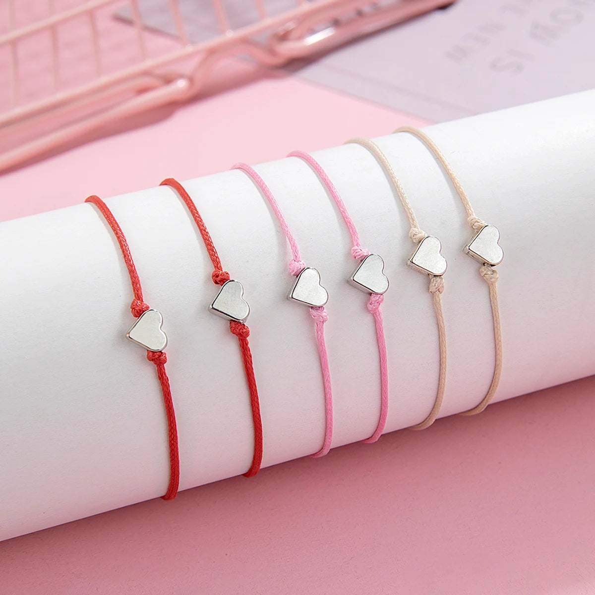 2 PCS Vintage Card Set Simple and Fashionable Popular Copper Love Adjustable Friendship Bracelet Valentine's Day Jewelry