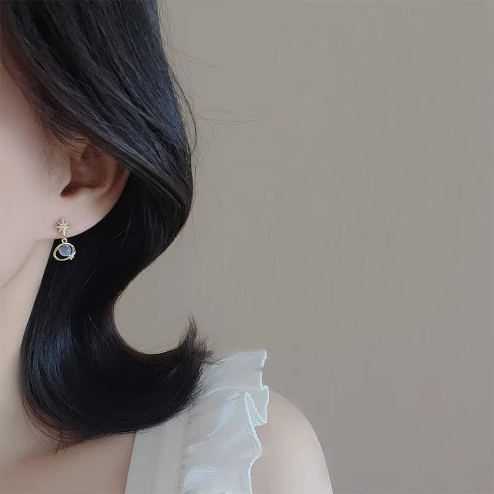 Fashion Cosmic Star River Ohrringe Blau Opal Nische Einzigartige Planeten-Ohrringe Ohrstecker Damen Vielseitiger Ohrschmuck