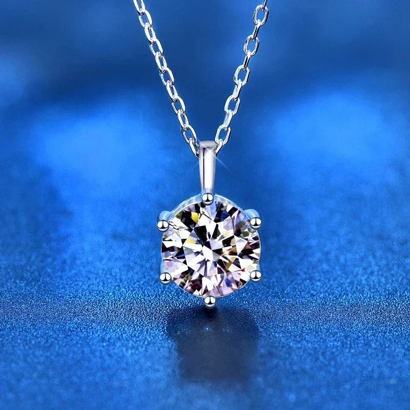 NeeTim 2.0ct VVS1 D Color Moissanite Necklace 925 Soild Sterling Silver Chain with Certificate Fine Jewelry for Woman