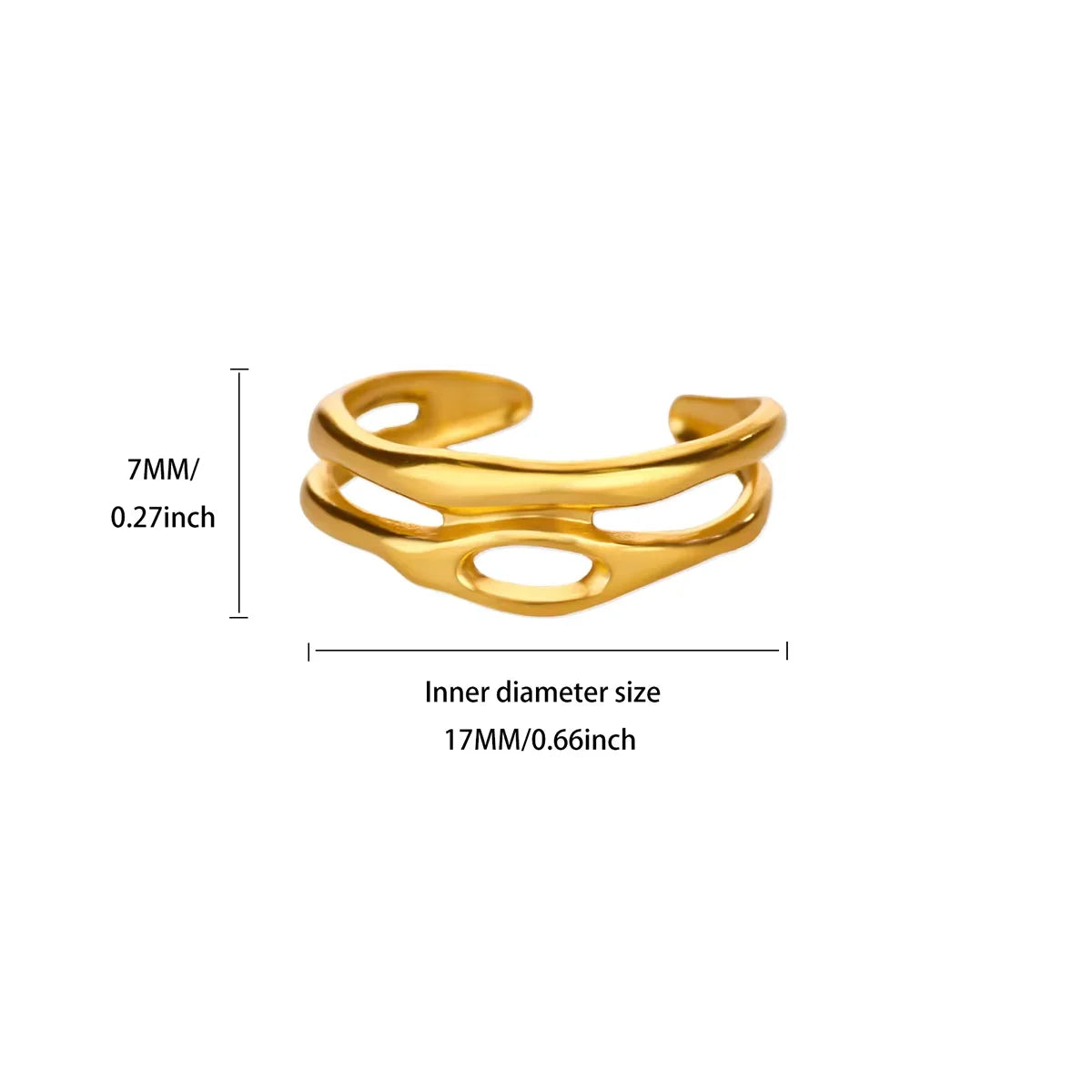 Edelstahl unregelmäßige Wellenringe für Frauen Kreativ Gold Farbe Verstellbarer offener Ring weiblicher Schmuck Punk Rapper Anillos Geschenke