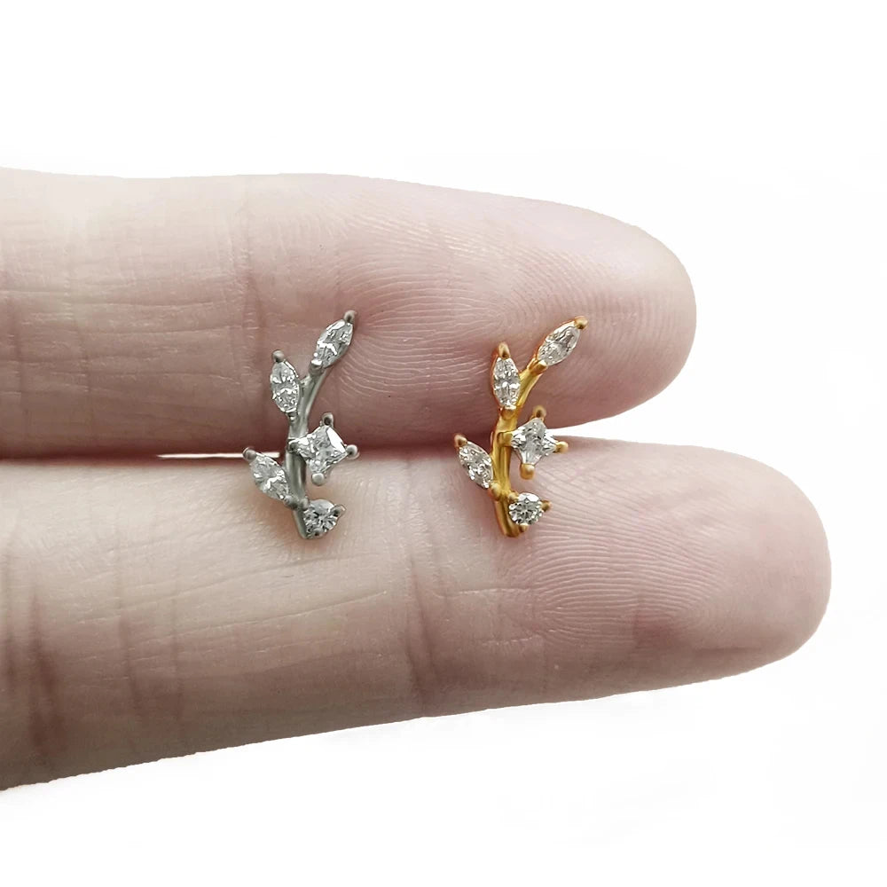 Blitz Innengewinde Labret Piercing Krone Biene Blumen Knorpel Ohrring Tragus Conch 316L Edelstahl Körperschmuck
