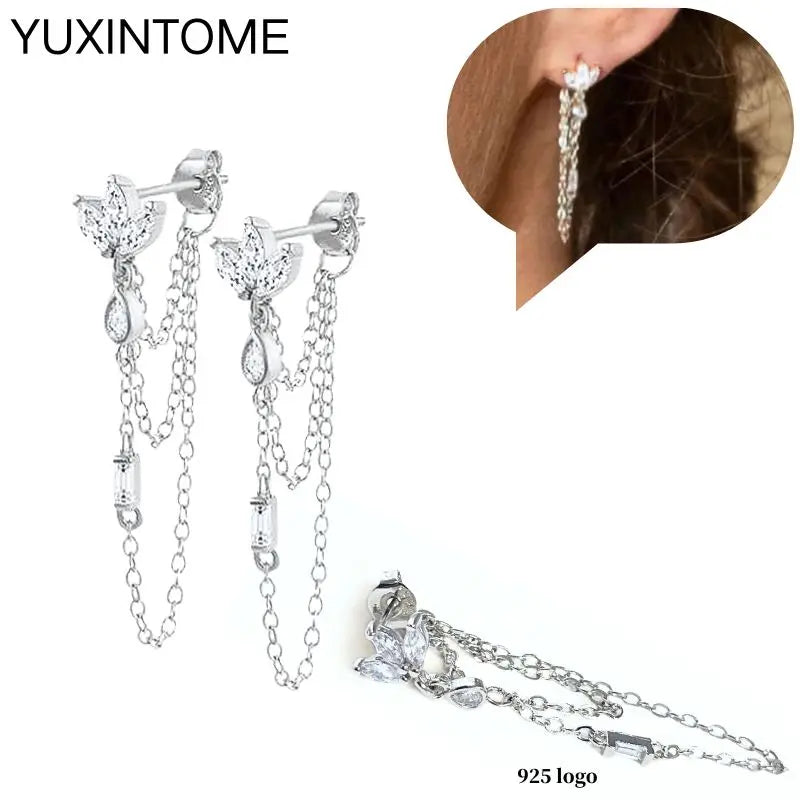 925 Sterling Silber Ohrnadel Mode Creolen Weiße Kristall Luxus Damen Silberohrringe Hochzeit Damenschmuck Geschenk