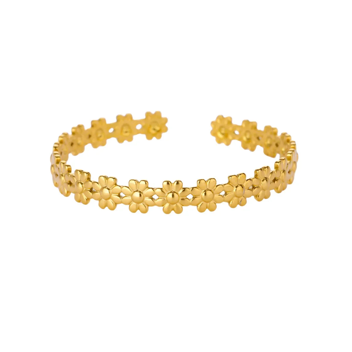 Wasserdichte Manschettenarmbänder für den Sommer für Frauen, süßes Blumen-Doppelschicht-Armband, offenes Edelstahl-Goldfarbenes Stern-Muschel-Schmuck