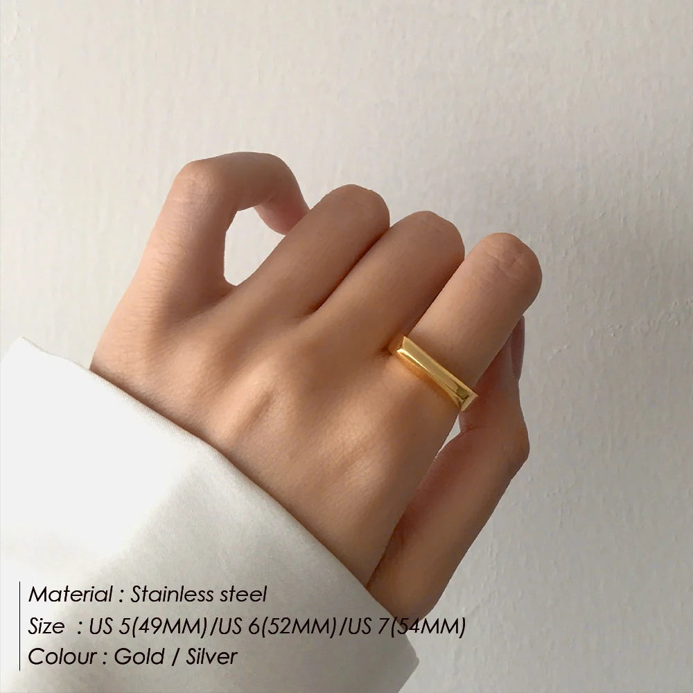 Anillo de acero inoxidable SUNIBI para mujer, 5 mm, color dorado, anillos personalizados para parejas de amantes, regalo, joyería de moda al por mayor/Dropshipping