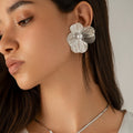 Ingemark Punk Vintage Metal Petal Flower Stud Earrings Women Girls Trend 2024 Goth Geometric Piercing Earring Jewelry Steampunk