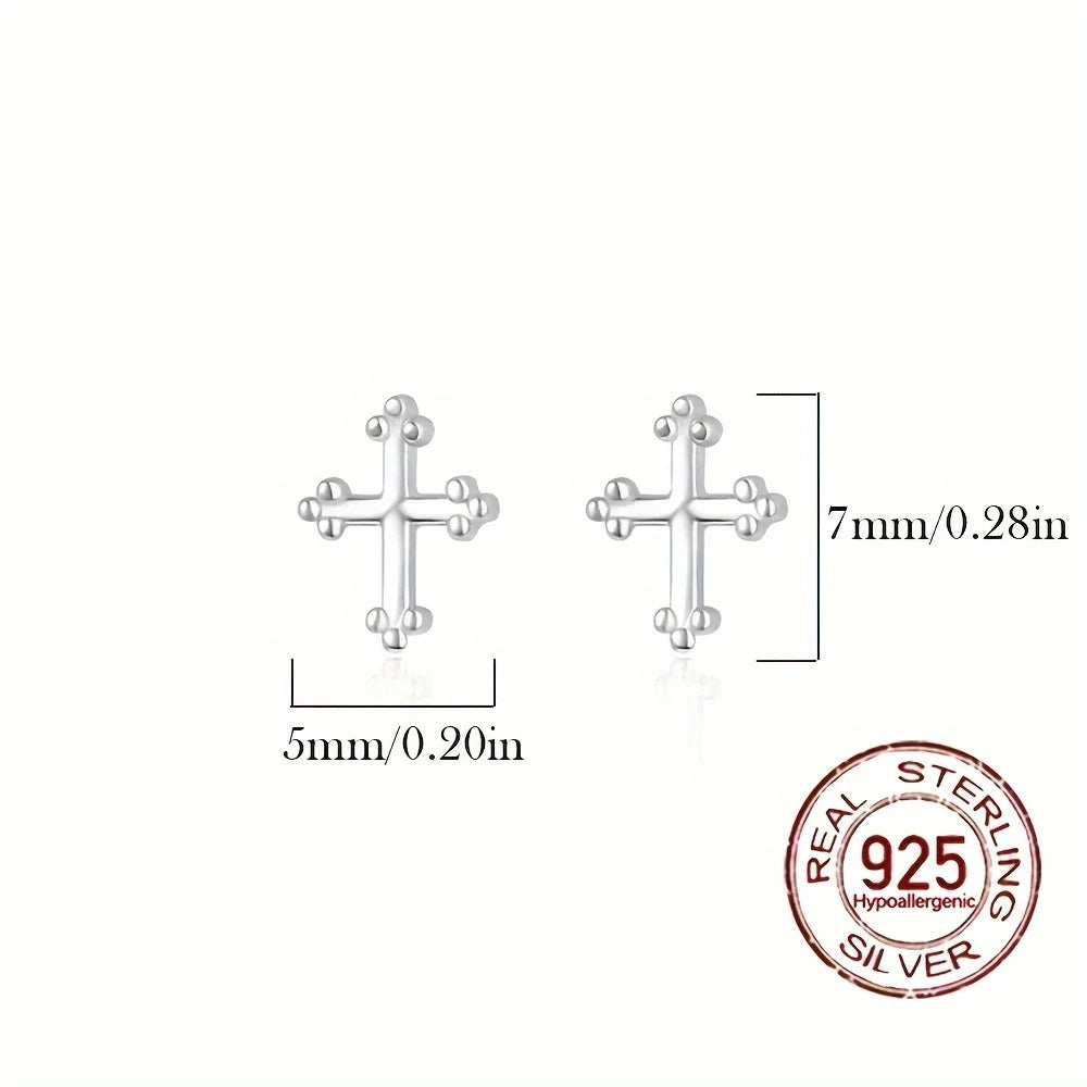 Neue S925 Sterling Silber Kreuz Ohrringe Modisches minimalistisches Design Hypoallergen für den täglichen Gebrauch Urlaub Valentinstag