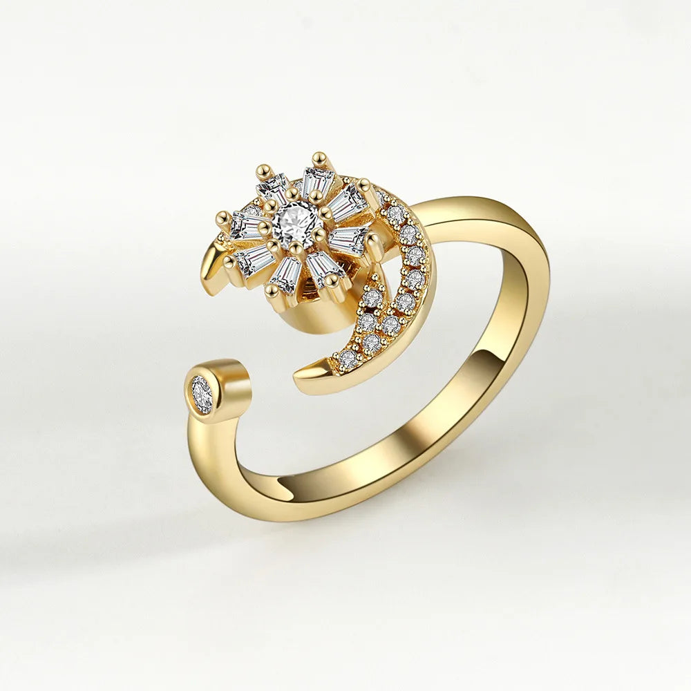 2025 New Rotating Anxiety Knuckle Ring For Women Adjustable And Stackable Open Couple Rings Party Jewelry Gifts Anillo