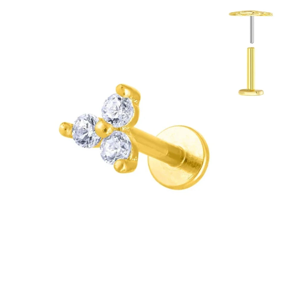 ASTM F136 G23 Titan Blattzweig Push-In Threadless Labret Piercing 16/18/20G Ohrstecker Knorpel Großhandel Körperschmuck