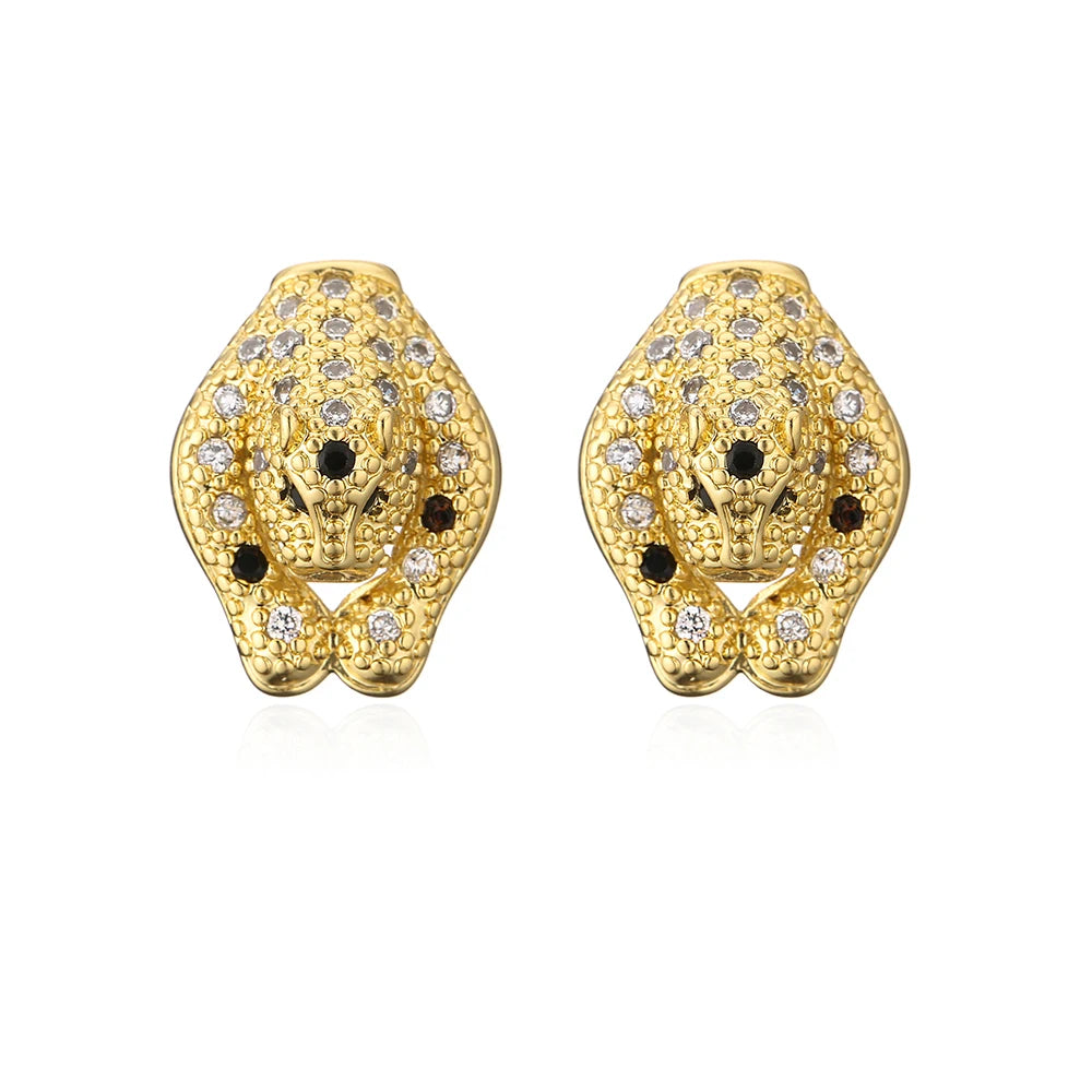 NEWBUY Mode Goldfarbe Tier Ohrhänger für Frauen Einzigartiges Design Leopard Ohrring Statement Damen Party Schmuck