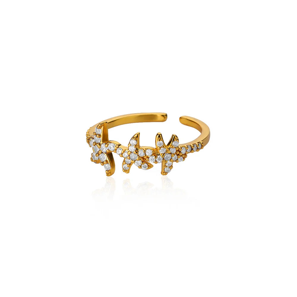 316L Edelstahl Seestern Muschel Ringe für Frauen Gold Farbe Offener Fingerring Femme Trendiger Sommerurlaub Ozean Schmuck Geschenk