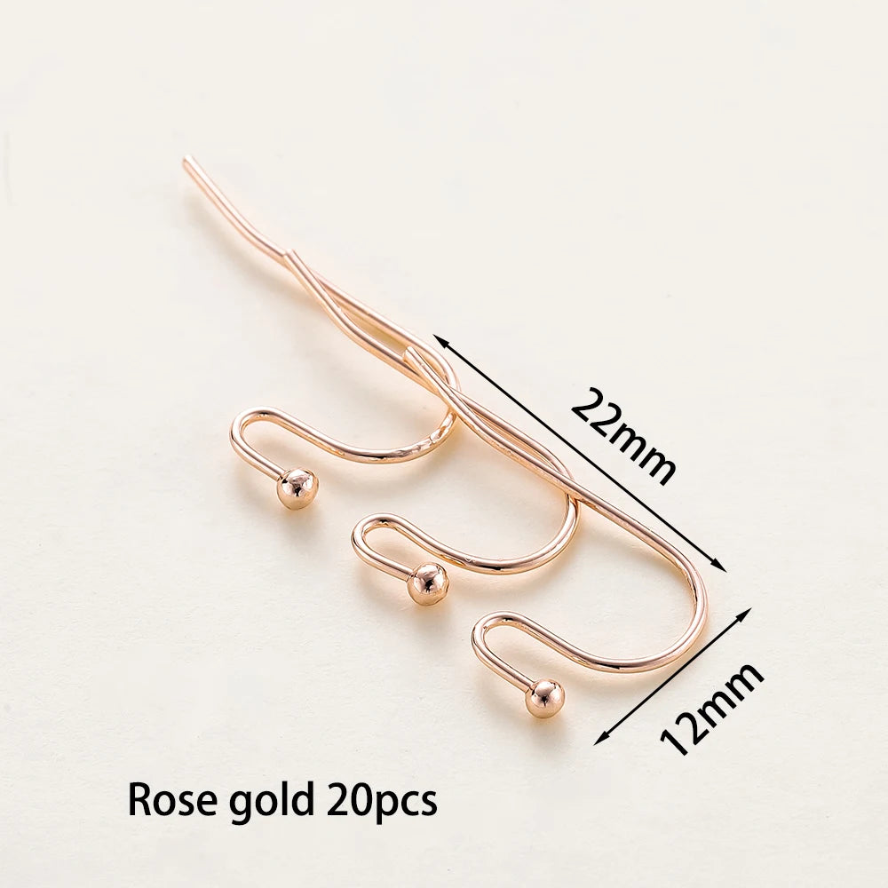 20 unidades/lote 6 estilos 14K 18K Alambres chapados en oro para pendientes con gancho para la oreja Suministros de cierres para pendientes para la fabricación de joyas DIY