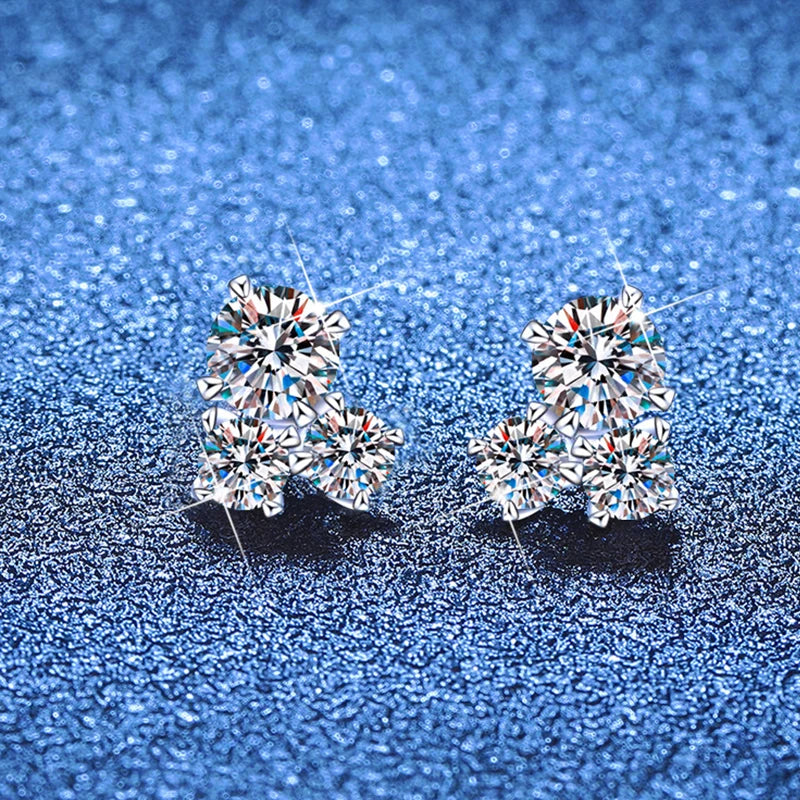 NeeTim Ohrstecker für Damen, 925er Sterlingsilber mit Weißgold-Beschichtung, alle D VVS1 Moissanit, Hochzeitsschmuck