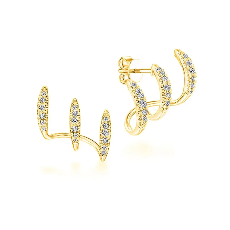 Exquisite silberfarbene Krallenfassungs-Ohrstecker mit Kristall Modernes Design Vielseitige Mode-Accessoires Damen Schmuck