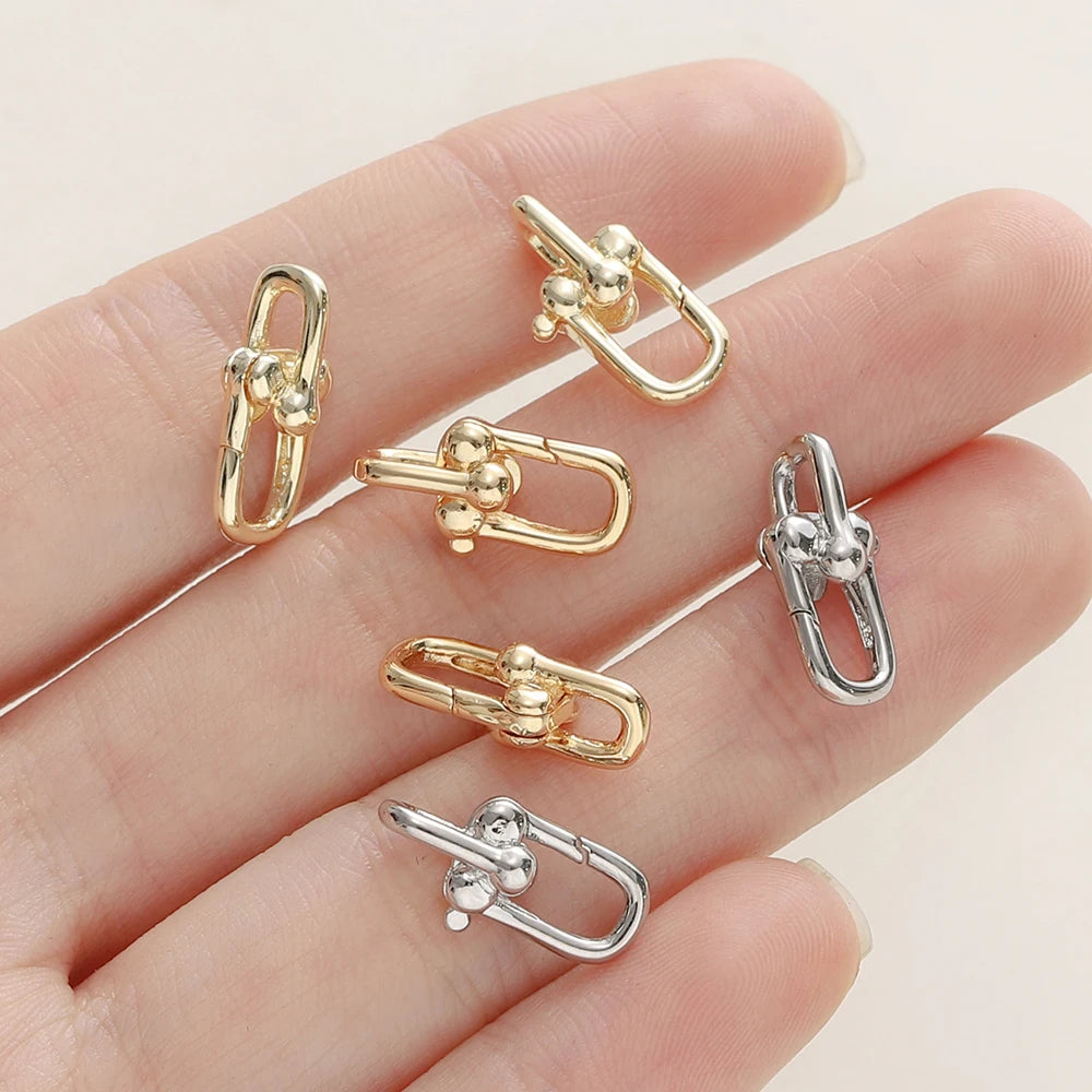 2 Stück/Packung 14/18K Vergoldete Federverschlüsse Messing U-Form Karabinerverschluss Verbinder für DIY Schmuck Armband Herstellung Zubehör