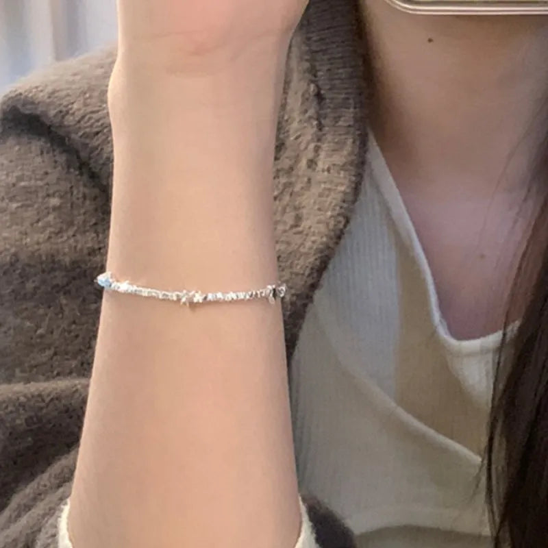 925er Sterlingsilber Sternperlen Armband für Frauen Fragmentiertes Silber Süß Romantisch Vielseitig Trend Schmuck Geschenke Dropshipping