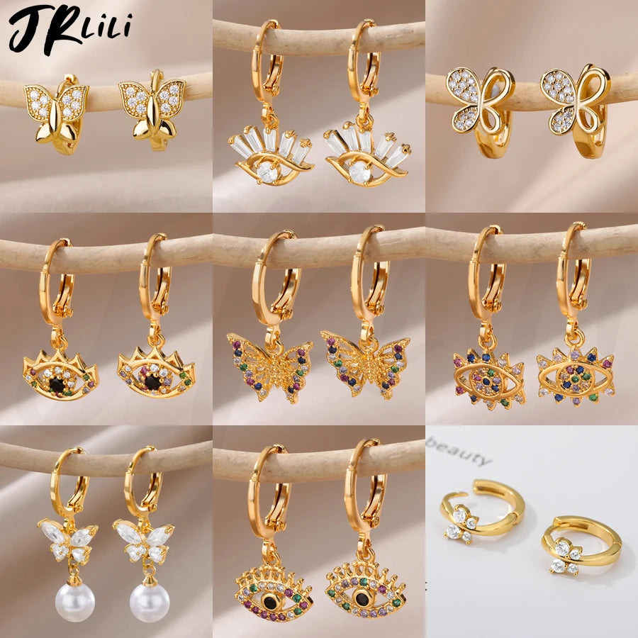 Zirkon Schmetterling Ohrstecker Ohrringe für Frauen Edelstahl Gold Farbe Piercing Ohrring Mädchen y2k Schmuck aretes bijoux mujer