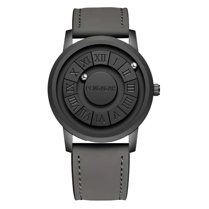 Relojes de hombre PENGAGAR, reloj de cuarzo de acero inoxidable, puntero de desplazamiento creativo, reloj de pulsera con fuerza magnética, Relogio Masculino + caja