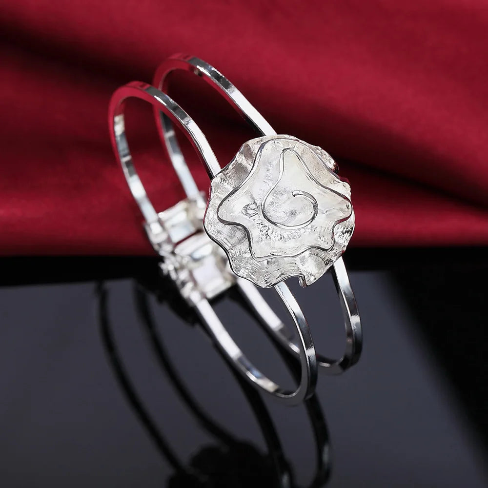 Großhandel Feine 925 Sterlingsilber Armreifen Armband Charms Herz Offen für Frauen Damen Schmuck Anpassung Manschette Hochzeitsgeschenk