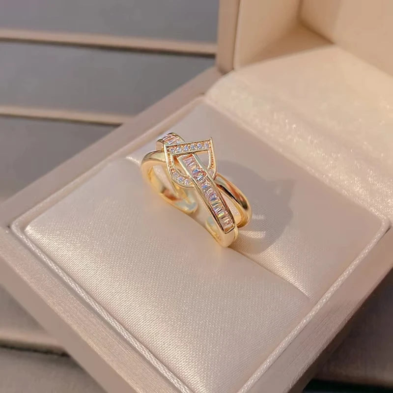Anillo ajustable coreano Punk con circonita cúbica para mujer, regalos para fiestas de oficina, accesorios de joyería.