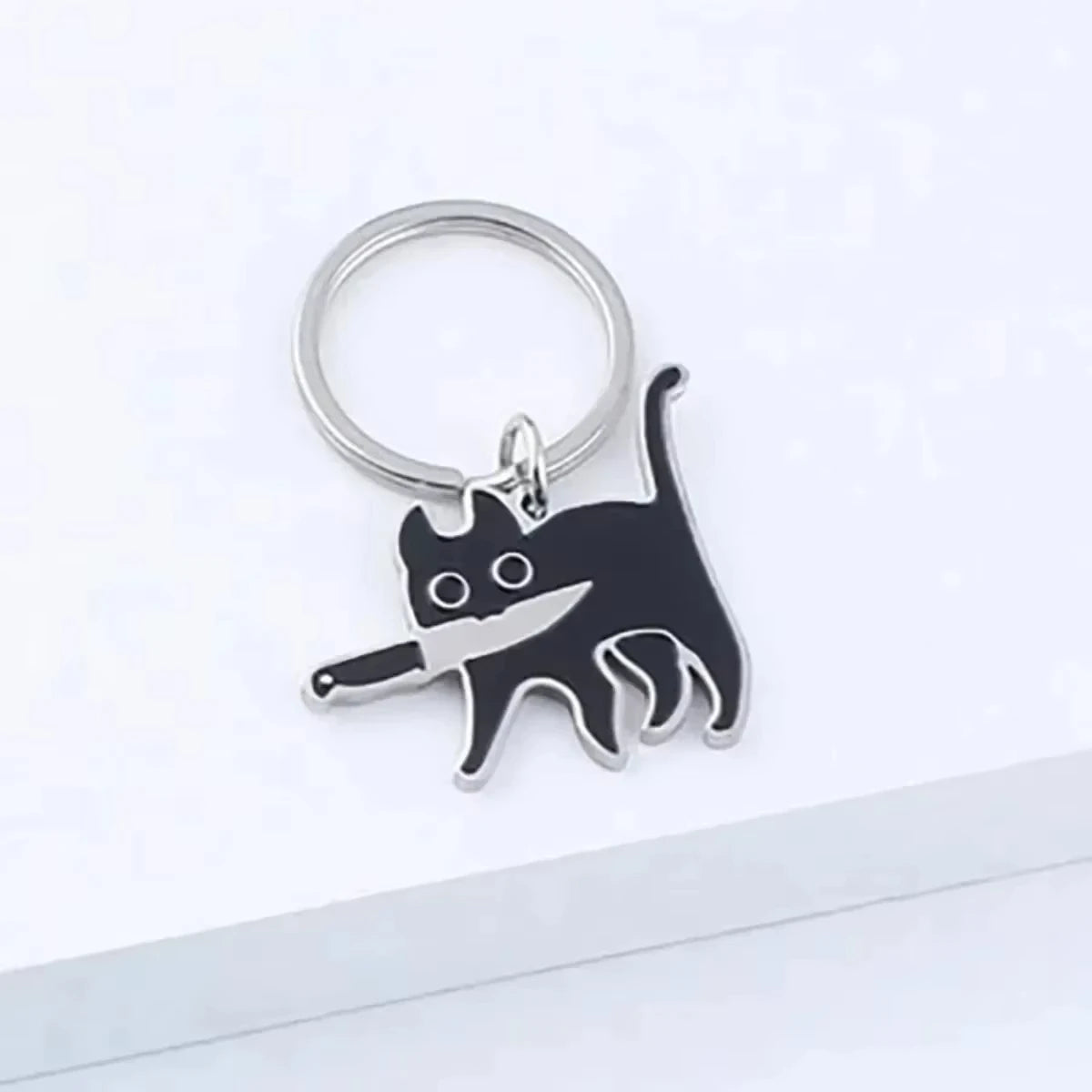 Niedlicher Cartoon-Katzen-Schlüsselanhänger – Schwarzer Kätzchen-Messer-Anhänger für Schlüssel, Tasche, Schmuck – Großhandel Tier-Schlüsselanhänger Geschenk