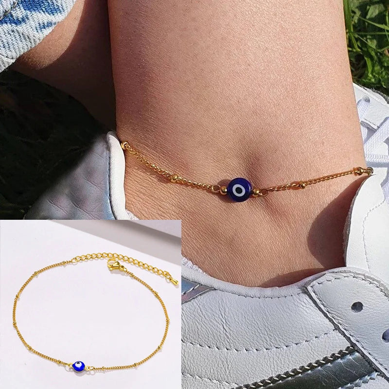 Schlangenketten-Fußkettchen für Damen und Mädchen, verstellbar, Sommer-Strand-Fußkettchen, Armband, Muttertagsgeschenke, Edelstahl, nicht allergisch