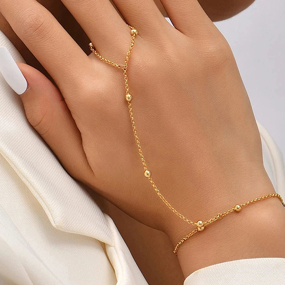 Edelstahlarmbänder Persönlichkeits-Design Perlen-Fingerkette Minimalistisches Armband für Frauen Schmuck Beste Freundin Geschenke Neu