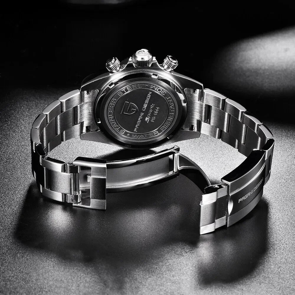 PAGANI DESIGN Nuevo Reloj de Pulsera de Cuarzo para Hombre con Bisel Cerámico, Lujoso Cristal de Zafiro, Cronógrafo, Resistente al Agua 100m, Relojes de Acero Inoxidable para Hombre