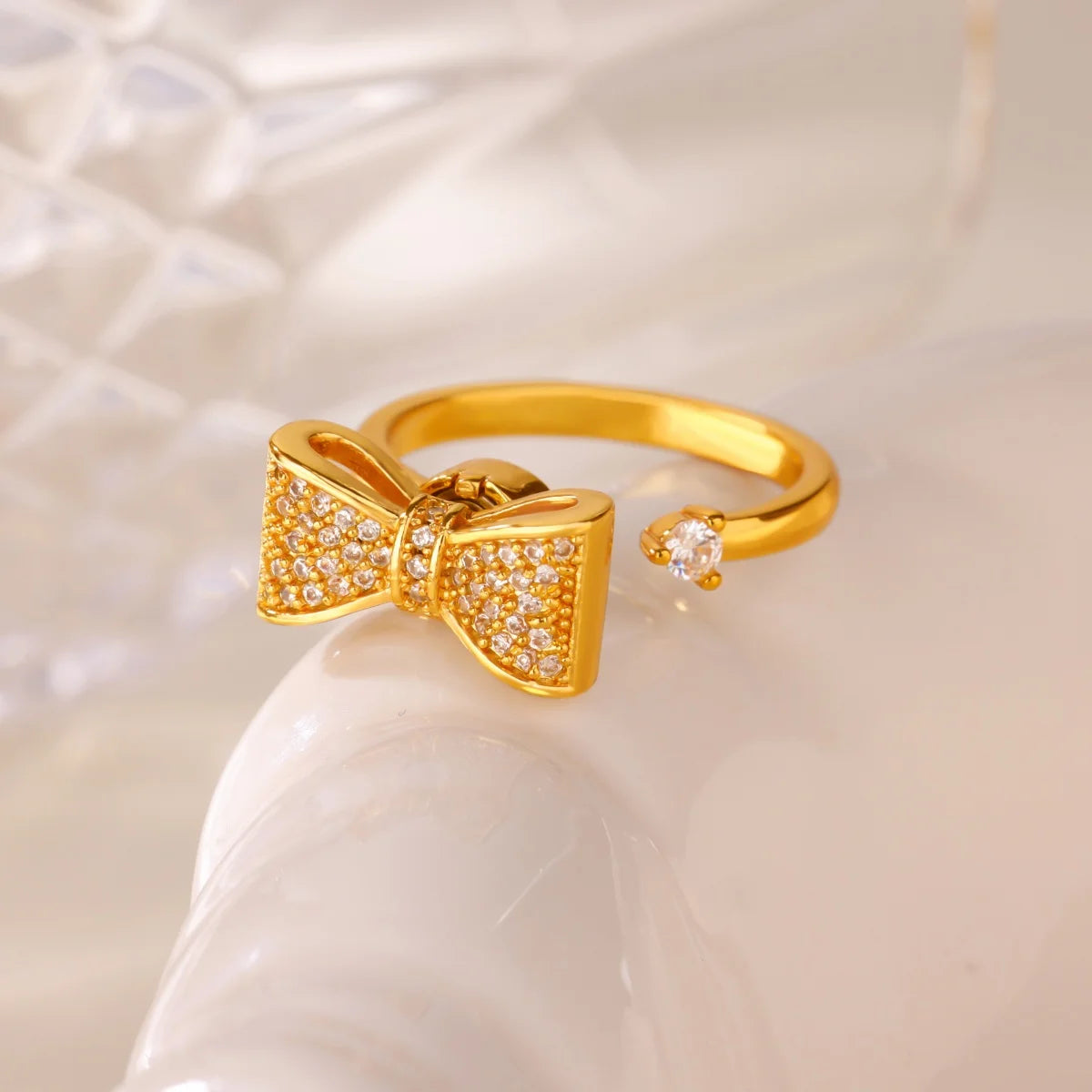 Edelstahl-Schmetterlings-Schleifenringe für Frauen Mode Zirkon-Herz-offener Ring Trendiger ästhetischer Schmuck Party Hochzeitsgeschenk