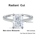 Anillo de moissanita NeeTim 1CT 2CT talla esmeralda radiante para mujer, compromiso, boda, laboratorio de diamantes de plata de ley 925, anillos de joyería
