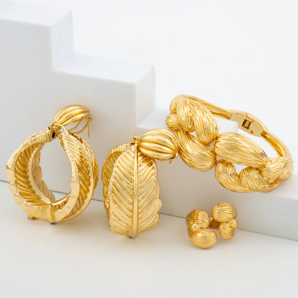 2024 Trend Schmuckset für Damen Baumelohrringe und Armreif Ring Hochzeiten Braut Schmuckset Verlobungsfeier Ohrringe Accessoire