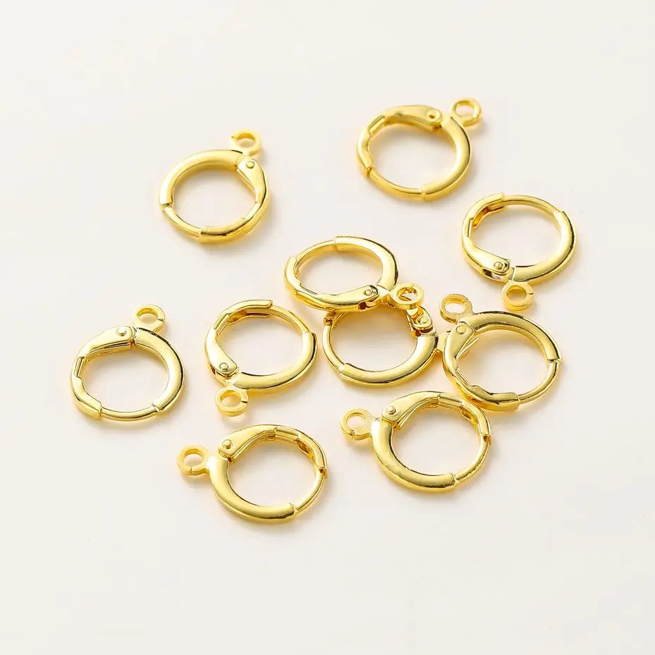 10 Stück 14K 18K vergoldetes Messing Frankreich Rohling Rund Öffnung Ohrringhaken Ohrhänger Clips Schlaufe für DIY Schmuckherstellung Zubehör