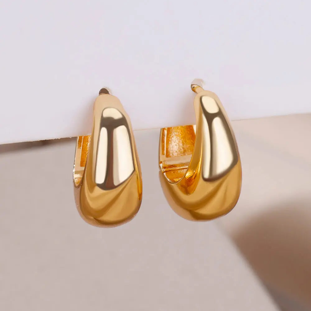 Chunky Tropfen-Creolen für Damen, Edelstahl, goldfarben, Piercing-Ohrring, Trend 2024, Neu im Trend, Schmuck aretes mujer