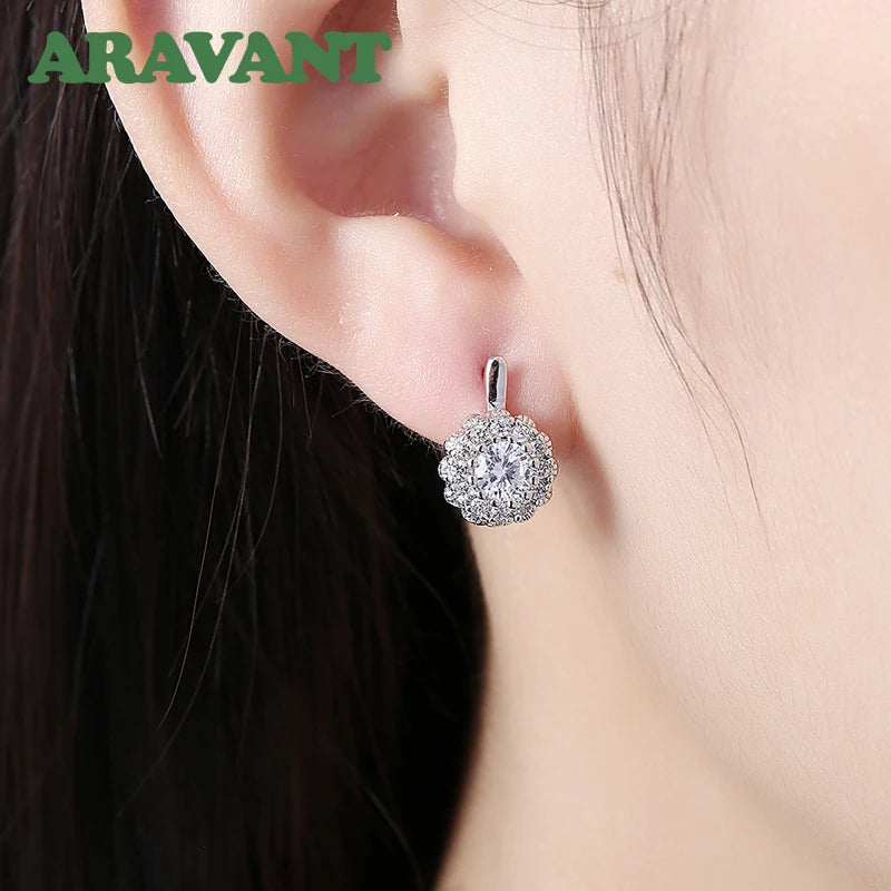 Aravant Pendientes Colgantes Flor de Plata 925 Bañados en Oro de 18K con Circonitas Cúbicas Para Mujer Joyería de Moda de Boda
