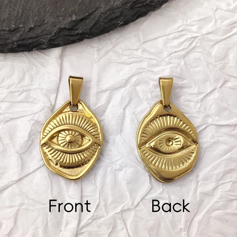 Collar de ojos malvados de Hip Hop - Joyería con colgante de ojo del diablo para hombres y mujeres | Regalo religioso de acero inoxidable chapado en oro