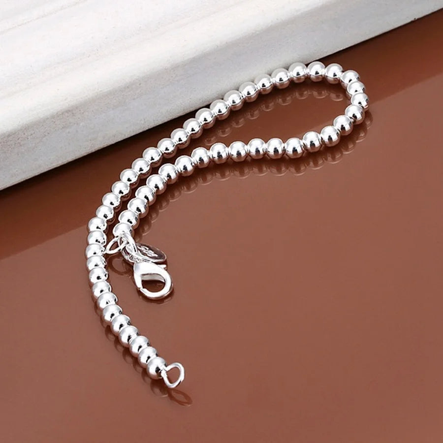925 Sterling Silber Armbänder Modeschmuck Charm Frauen Kette Damen Hochzeit 6MM Perlen Fabrikpreis