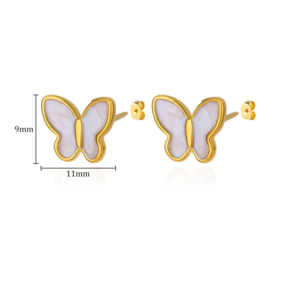 Edelstahl Weiße Schmetterlings-Ohrringe für Frauen Elegante Ohr-Accessoires Ästhetische Schmetterlings-Ohrstecker Hochzeitsschmuck Geschenk