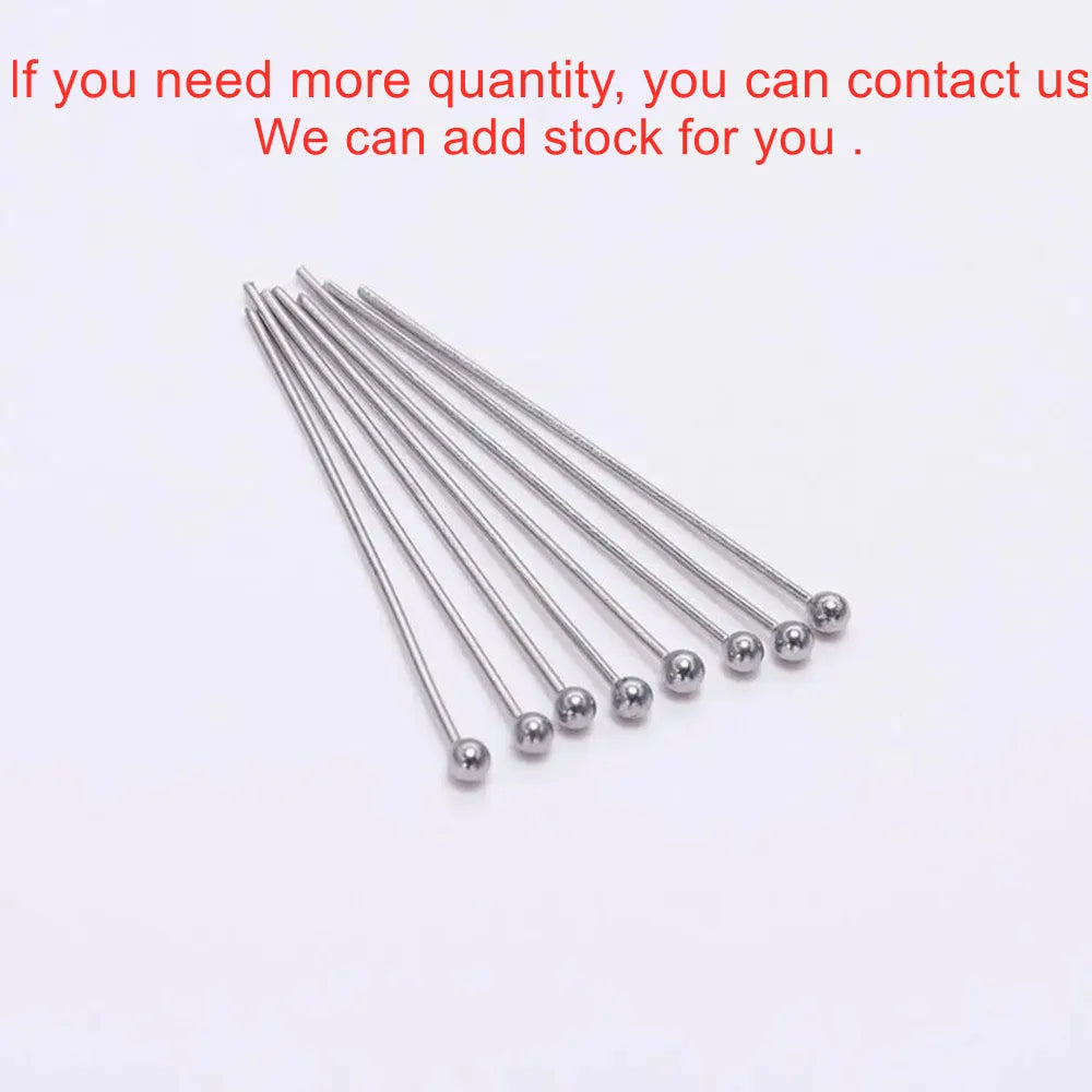 100 unidades/paquete de alfileres de cabeza de bola de acero inoxidable de 15-50 mm de color plata para hacer joyas a mano, accesorios de hallazgos de alfileres