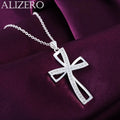 Promociones Collar de 45cm de plata de ley 925 con dije para mujer, colgante de cruz de cristal, cadena de joyería, moda, lindo, fiesta de boda