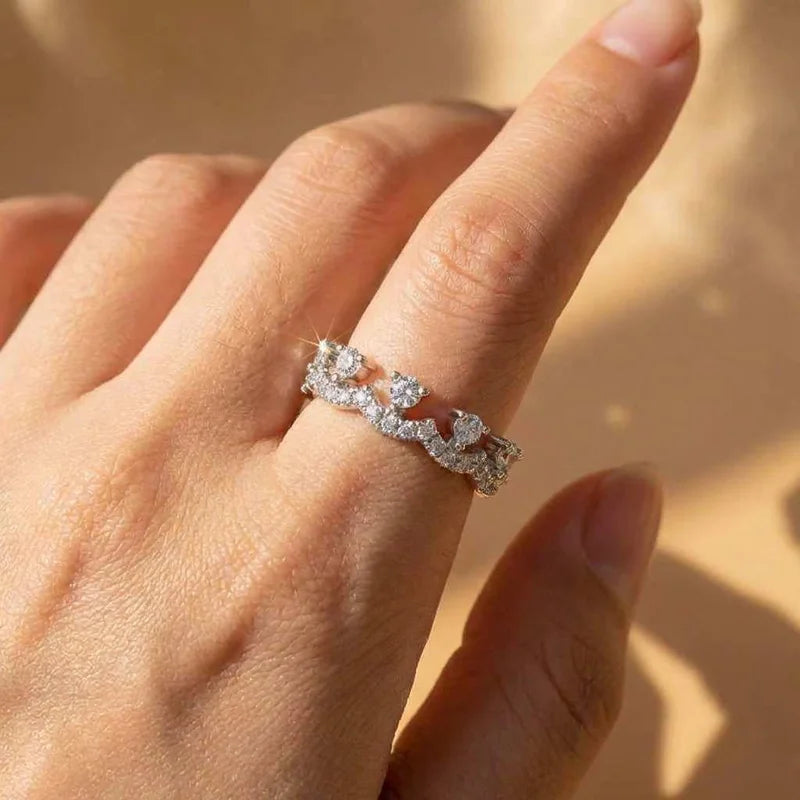 925 Sterling Silber Eleganter Krone Zirkon Ring für Frauen Stapelbares Accessoire Party Jubiläen Hochzeit Schmuck Geschenk