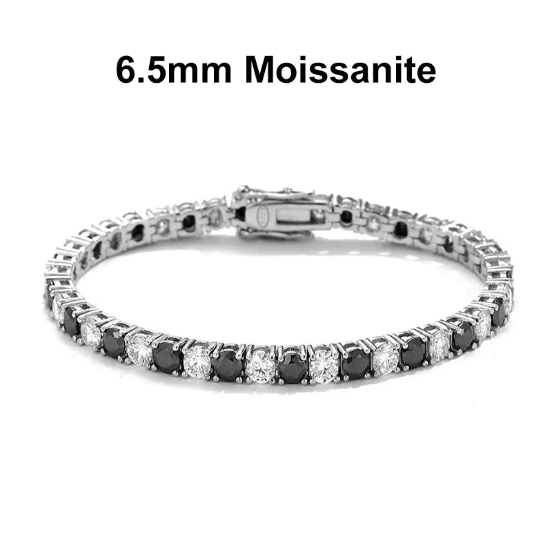 NeeTim Schwarz-Weiß alle Moissanit Tennisarmbänder für Damen und Herren, s925 Sterling Silber vergoldet Weißgold Hip Hop Armband
